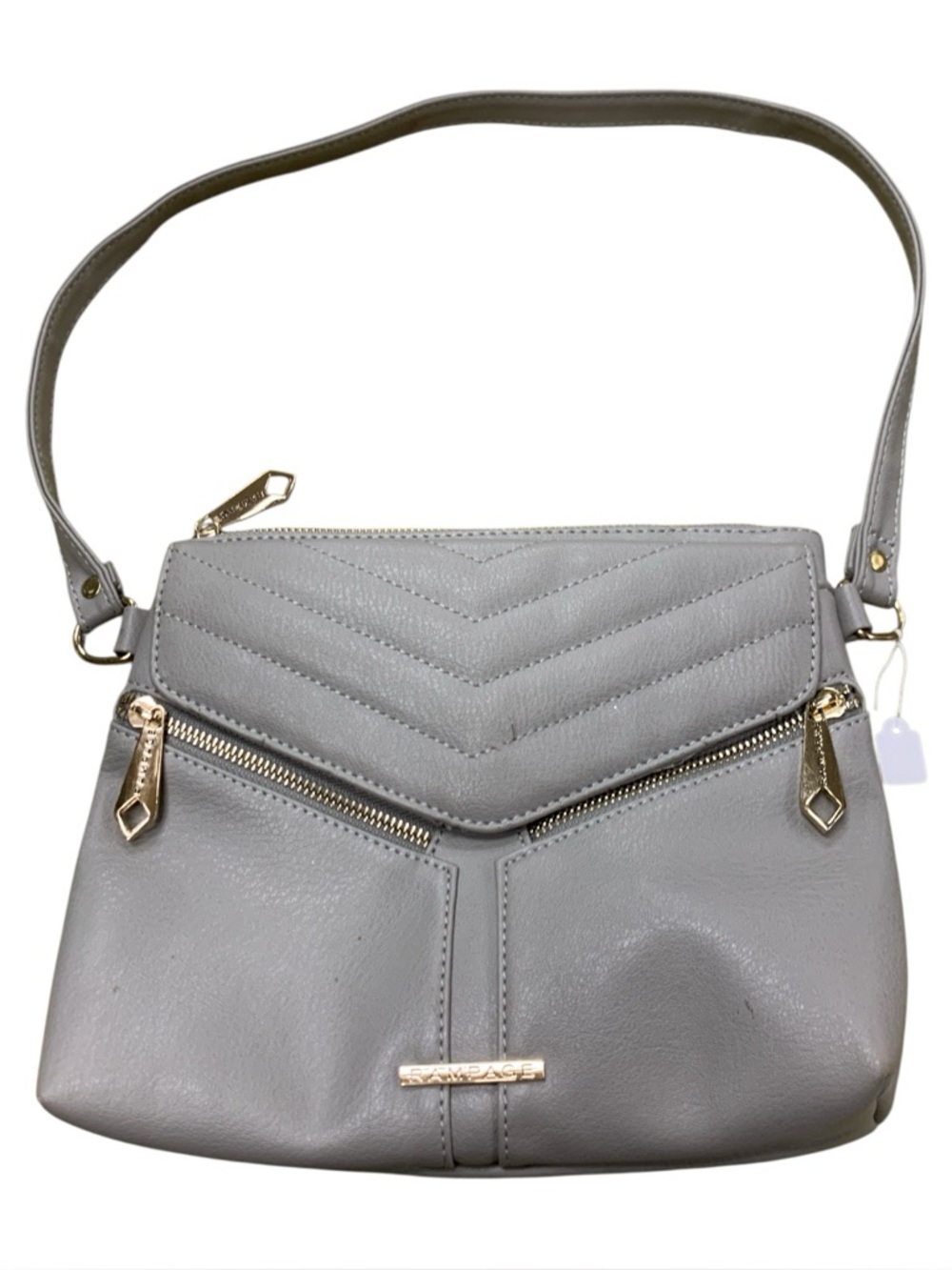 Rampage Gray Quilted Chevron Shoulder Bag with Gold Hardware